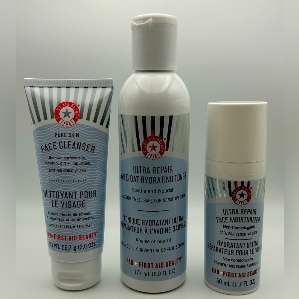 First Aid Beauty Lot- Cleanser/Toner/Moisturizer- Brand New!